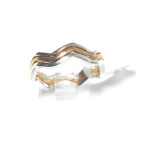 Silver & Gold Zig-Zag Band Fashion Rings Stackable
